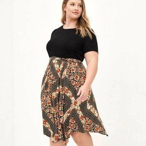 Torrid Mixed Media Scarf Print Hanky Hem Challis & Super Soft Dress Size 4 NWOT